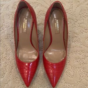 Red Aquazzura Purist 95 croc effect pump